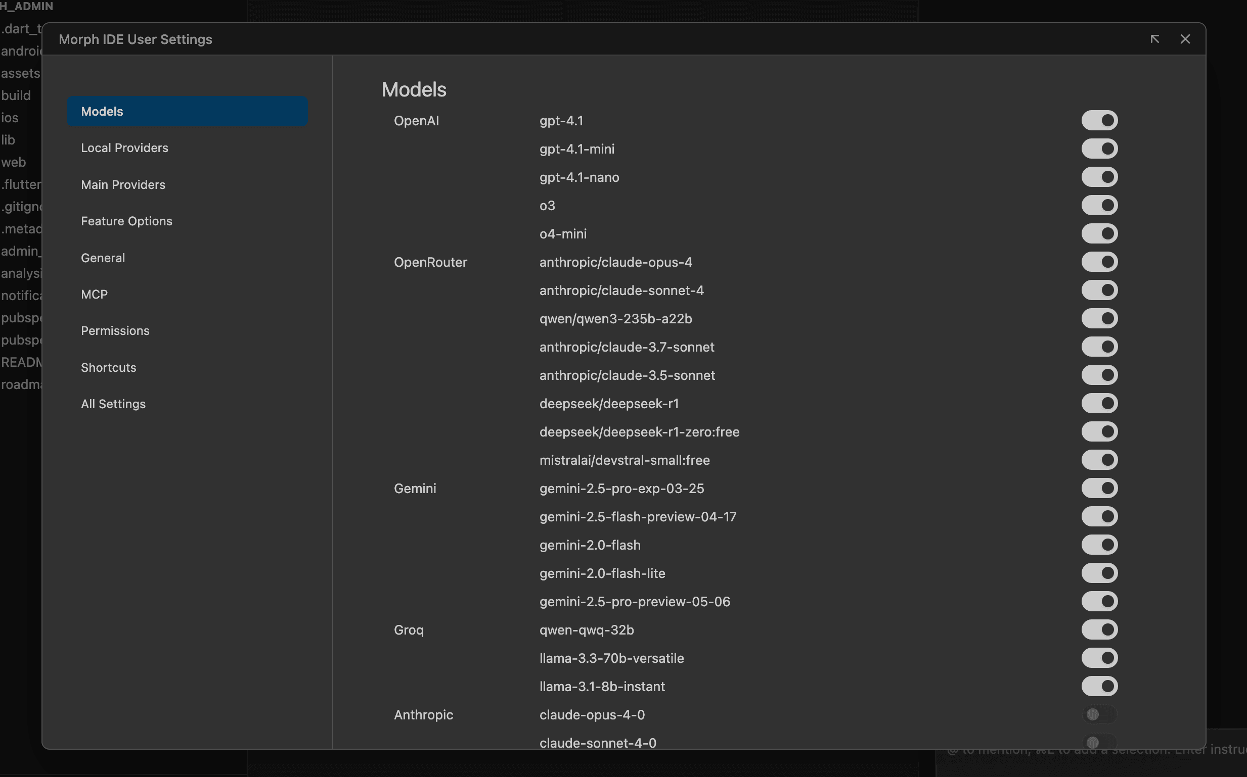 Configuring BYOK Models in Morph IDE